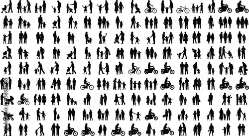 Set of 150 Black People Silhouettes Vector