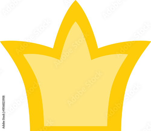 Vector illustration of a bright golden crown icon with a yellow star design and happy smile, isolated on a white background as a fun award symbol for a baby