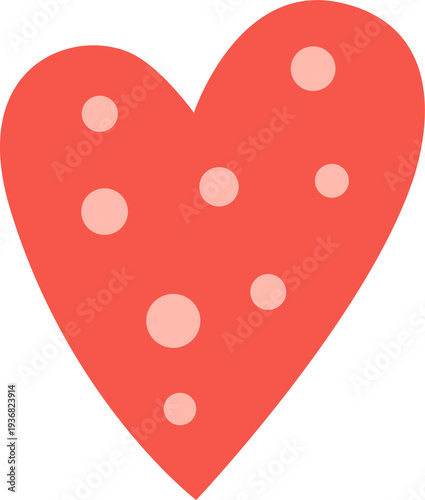 Minimalist red heart vector shape on a white background for romantic Valentine's Day greeting card designs and wedding celebration illustrations