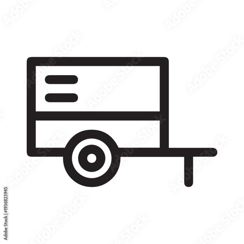 Towable diesel air compressor isolated icon, trailer with air compressor vector icon with editable stroke
