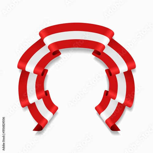 Peruvian flag circular wavy ribbon, ideal for patriotic design themes. Vector illustration.