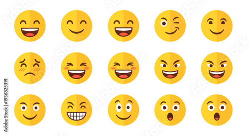 Collection of diverse emoji faces expressing various emotions and feelings