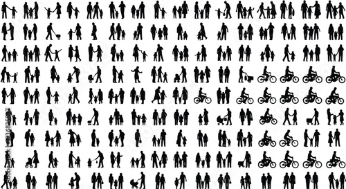 Large Set of Diverse People Silhouettes Vector