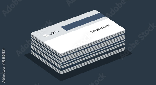 Stack of White Business Cards on Dark Surface.