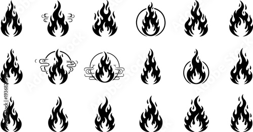 Occult Mystic Symbols and Sacred Flame Eye Black Vector Icon Set