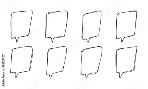 Hand Drawn Doodle Speech Bubble Vector Set Line Art