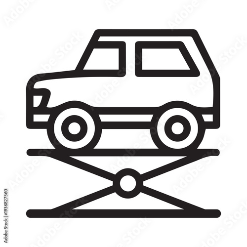 Car lift icon in outline style on white background, linear style sign for mobile concept and web design, Hydraulic car lift simple vector icon, Car service symbol, logo illustration 