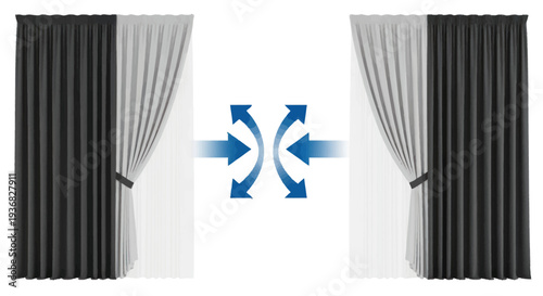 Opposing Curtains Symbolizing Contrast, Division, or Symmetry