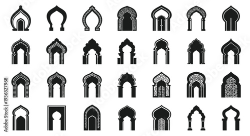 Islamic Arch Styles Collection: Traditional Moroccan and Arabic Architectural Elements