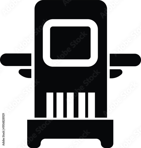 X ray machine medical equipment icon in black flat style featuring radiology, scanner, imaging, diagnostic, hospital technology and healthcare synonym elements for clinic design