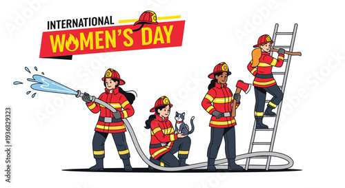 Female Firefighters in Action International Womens Day.