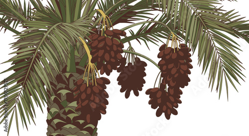 Date Palm Tree with Ripe Dates.