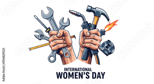 Hands Holding Various Tools and Equipment.