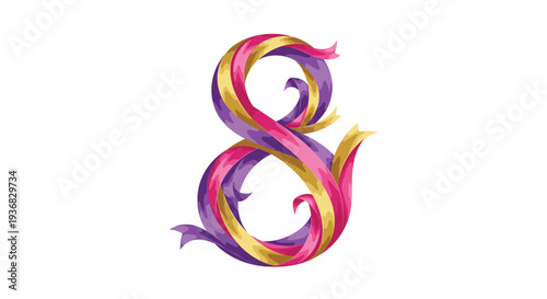 Colorful Swirling Number Eight Design Element.