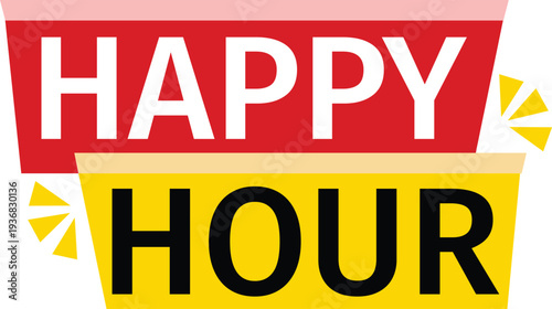 Happy Hour Label Sign Vector Banner