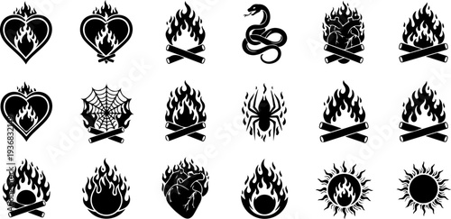Esoteric Occult Sacred Symbols Black Silhouette Vector Collection