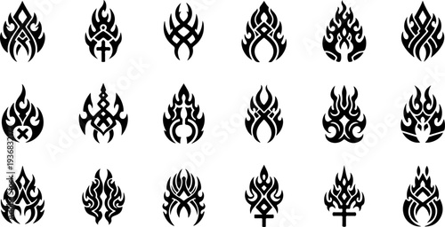 Esoteric Occult Sacred Symbols Black Silhouette Vector Collection