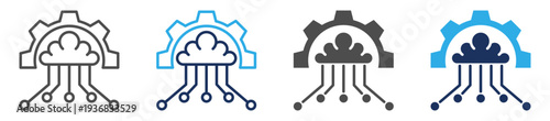 artificial intelligence system icon set multi concept