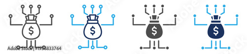 ai investment system icon set multi concept