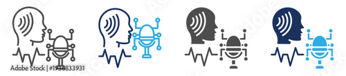 speech recognition ai system icon set multi concept