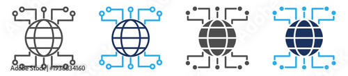 global technology icon set multi concept