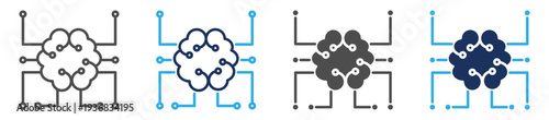 digital brain icon set multi concept