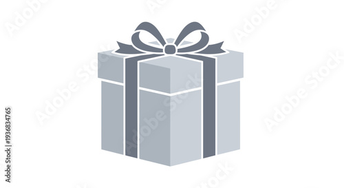 Gift box with ribbon and bow, simple icon on white background