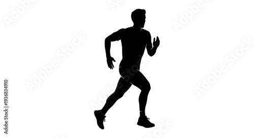 Silhouette of a man running on a white background