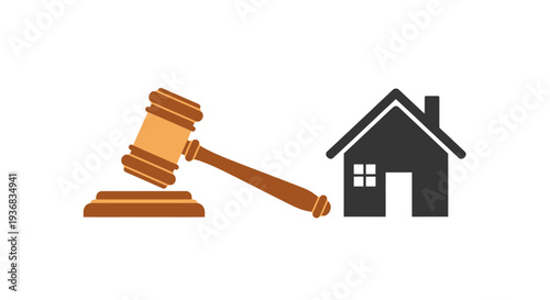Real Estate Auction Gavel and House Icon