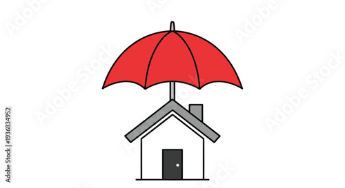 Home protection umbrella, house insurance safety concept