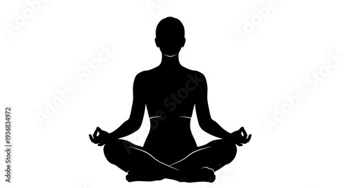 Silhouette of person meditating in lotus pose, yoga, zen