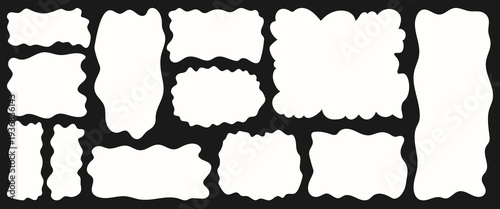 Mixed vertical and horizontal rough edge white rectangles forming flexible block layout, abstract grid for editorial pages, social media carousels and modular design systems