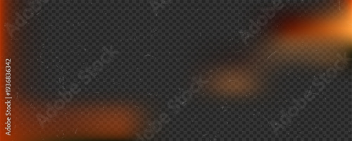 Warm orange camera leak and dust scratch overlay on dark transparent background, perfect for vintage film effects, photo editing, web banners and cinematic design