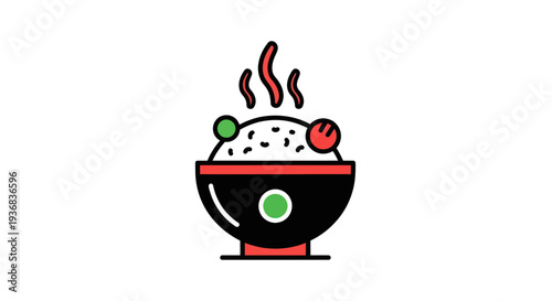 Steaming rice bowl icon