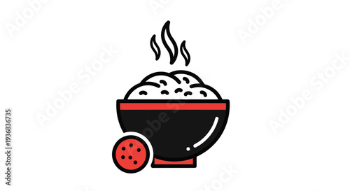Steaming rice bowl icon