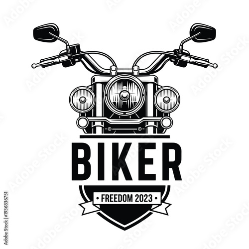 Classic Motorcycle Front View Emblem Illustration for Biker Freedom Ride Design