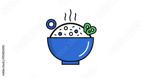 Steaming rice bowl illustration