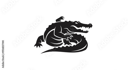 Stylized alligator silhouette against white