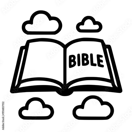 Open Bible with clouds symbolizing spirituality and faith