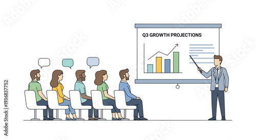 Business Meeting with Growth Projections Presentation.