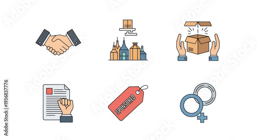 Collection of Business and Social Icons in Flat Design.