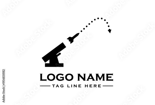 A logo design featuring a missile defense interception network system with a modern aesthetic on a clean white background.