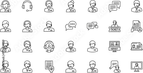 Customer service icons vector illustration, flat design, customer support graphics
