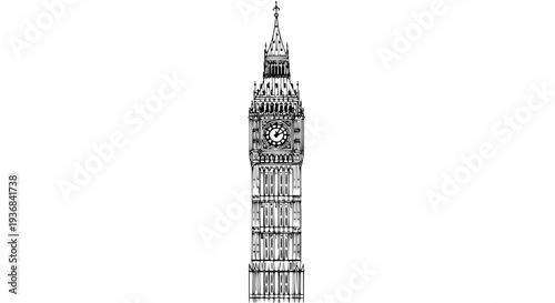 Big Ben Linear Vector Illustration – UK Architecture Monoline Landmark EPS 10