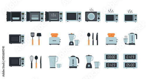 Collection of Kitchen Appliances and Utensils.