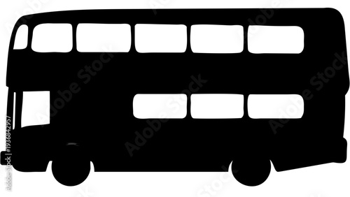 Double Decker Bus Black Silhouette PNG, City Transport Icon