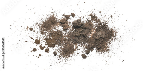 Realistic brown mud splatter and scattered dirt particles grunge texture design element background vector illustration