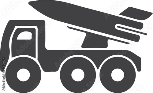 Military missile launcher truck icon silhouette