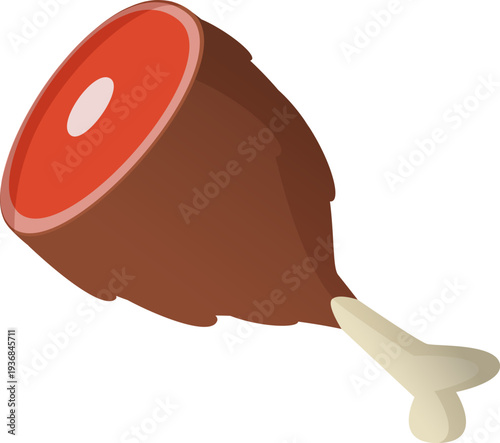 Raw meat bone cartoon icon. Wild animal food