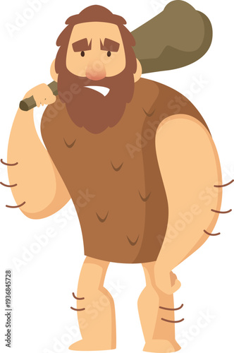 Ancient caveman mascot. Primitive man cartoon character